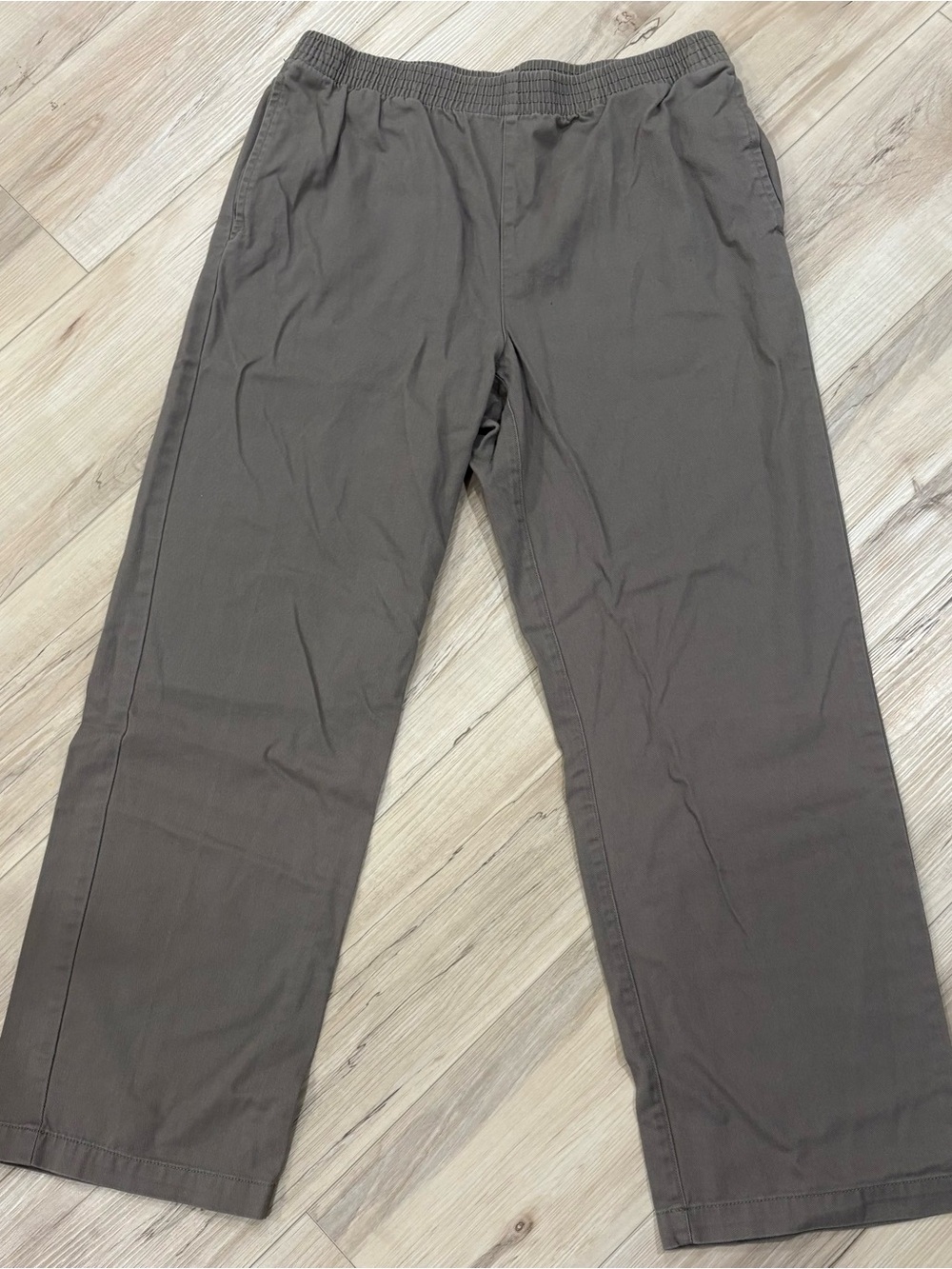 TNA Elastic-Waist olive Chino Pants
